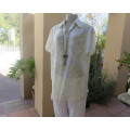 Luxe embossed white sheer poly top with limegreen feathery patterns.Size 40/16 by RENE TAYLOR.As new