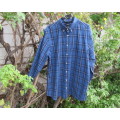 Men`s pure cotton blue/white check long sleeve shirt. Suitable for work or play.By WOOLWORTHS size L