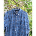 Men`s pure cotton blue/white check long sleeve shirt. Suitable for work or play.By WOOLWORTHS size L
