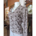 Brown opaque polyester long sleeve brown slip over V neck top by PART TWO from Denmark.Size 34/10