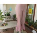 Dusty pink stretch polyester ankle length pants with sheer inlays at bottom,Size 36/12.Flat front.