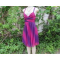 Party strappy dress in purple/violet glimmer stretch nylon/under dress stretch poly..Size 34.By ANNA