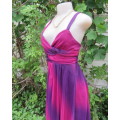 Party strappy dress in purple/violet glimmer stretch nylon/under dress stretch poly..Size 34.By ANNA