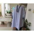 Amazing long blue/white striped top.Navy floral embroidery.Off the shoulder neckline.DONNA 44/20