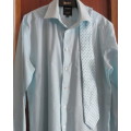 Men`s butterfly blue long sleeve WOOLWORTHS shirt and matching CRAVATEUR tie.Size small(103cm chest)