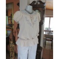 Peasant style rich cream embroidered slip over top by MILADY`S size 40/16.100% cotton.As new.