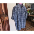 Cool navy/white check short sleeve casual Men`s shirt in polycotton.One front pocket.Size XL.As new.