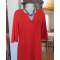 Smart cherry red long top in poly/rayon stretch jersey.By WOOLWORTHS size 38/14.New condition.