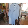 Handsome 2 pc.Men`s light grey striped suit in polyester/new wool blend by MOOD.Jacket 42R.Pants 38