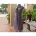 Glamour pale lilac/blue nylon tulle sleeveless dress.Stretch poly lining.Size 38 by TRUWORTHS.