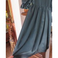 Cute hunters green long satin dress for flower girl 7 to 8 yrs.Short puffed sleeves.New condition