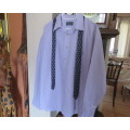 Jacaranda colour striped men`s LIFE NET Executive XL cotton shirt with free Slim Jim tie,As new cond