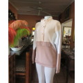 Cosy, warm cream/tan/white colour block long sleeve brushed polyester top.Size 38/14.Dolman sleeves.
