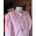 Rose pink vintage long sleeve button down blouse size 42 to 44.Puffed sleeves.Frilled front.As new.