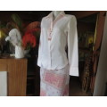 Tailored long sleeve pale pink button down top with V and open collar.Size large 34.By GALFIT Japan.