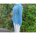 As new blue/white/navy check long button down top in 100% cotton.Waist elasticated.Size 34/10.