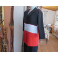 Colour block red/black/white button down top/jacket.Open collar in black.Size 38.Polyester.