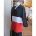 Colour block red/black/white button down top/jacket.Open collar in black.Size 38.Polyester.