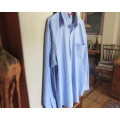 As new Men`s blue/white long sleeve SWD cricket shirt by FAIN size L.Pocket with logo.100% cotton.
