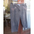 Embroidered  cropped straight legged denim pants. Grey wash out look. Size 40/16 by BM. Good cond