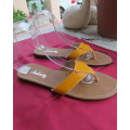 Pair of mustard colour flip flop sandals by AUDACITY in size 8. New condition