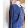 Beautiful navy cropped jacket size 40/16 by OR.Stretch polyester fabric and lace.Collarless.As new