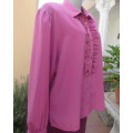 Fabulous silky watermelon pink long sleeve silky polyester blouse by KARISMA size 44/20.. As new.