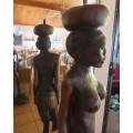 Piece of art!! Hand carved 1.62 meter high wooden statue of African woman. Very Heavy! Hard wood.