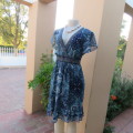 Summer paisley patterned medley of blues sheer polyester lined dress. By TRUWORTHS size 38.As new.