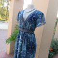 Summer paisley patterned medley of blues sheer polyester lined dress. By TRUWORTHS size 38.As new.