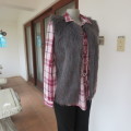 Warm grey open waistcoat with faux fur front and acrylic knit back size 32/8 by PRIMARK.As new