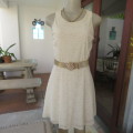Smart skater style rich cream stretch polyester lace/lined sleeveless dress by COTTON ON size 40.