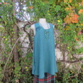 Boutique made mottled jade wide cut sleeveless top size 42/18. Floral inlays and decorations.