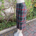 Always in fashion! Tartan check fold over ankle length red/jade/black skirt.COVENANT Fashion size 36