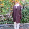 Classic dark choc knee length polyester button down jacket. Slit at back. By DIANELLO size 42/18