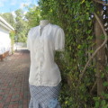 Luxury white, very soft, short puffed sleeve button down(frilled) top. Size 36 by WOOLWORTHS.New con