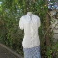 Luxury white, very soft, short puffed sleeve button down(frilled) top. Size 36 by WOOLWORTHS.New con
