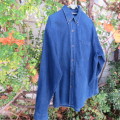 Authentic men`s blue denim shirt by HEMISPHERE size Large. 100% cotton. 1 pocket. New condition.