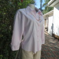 Pale pink button down KEVRO polycotton stretch top with open collar.Oversized 38/14.Very good cond.