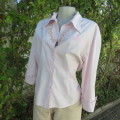 Pale pink button down KEVRO polycotton stretch top with open collar.Oversized 38/14.Very good cond.