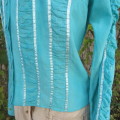Unique SOUL SKIN creased cotton long sleeve turquoise button down top from India. Size 36. Very good