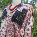 Eye catching cream/brick/black patterned button down top by JUDY`S PRIDE size 52/28. As new.