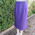 Stunning violet/black mottled look woven jersey fabric pencil, fully lined skirt size large 38/14.
