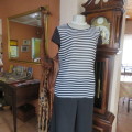 Charming capped sleeve top by CONTEMPO size 36/12. Black/white stripe front. Viscose stretch back