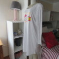 As new long sleeve light grey polyester/rayon nighty with logo BONNE NUIT. Size Large MRP 110cm bust