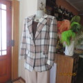 Make a statement! Check brown/cream check polyester/wool warm lined jacket size 36/12 by ALLIANCE.