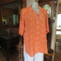 Get into summer! Crimson with white curls polyester button down boutique made top. Size 42. New cond