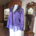 Glamorous shiny sheer purple long cuffed sleeve top.Tailored. By OASIS in size 36/12. Brand new cond