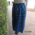 Check it out!! Tartan checked pleated skirt in blue/green/pink/black. Wide yoked waistband.Size 36