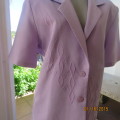 Sensational  lilac short sleeve jacket. Two button closure. Tasteful embroidery. By GEE WIZ size 40
